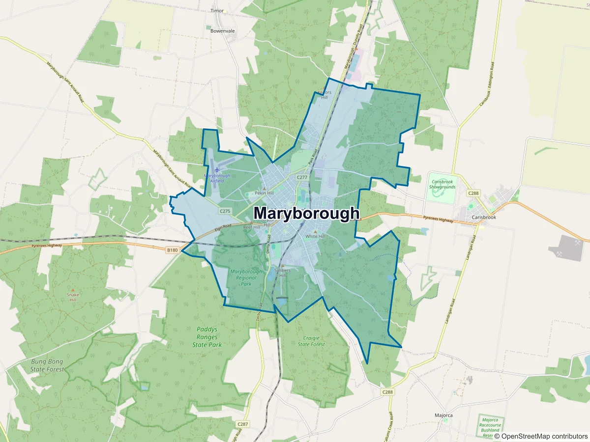 Map of Maryborough, VIC, Australia
