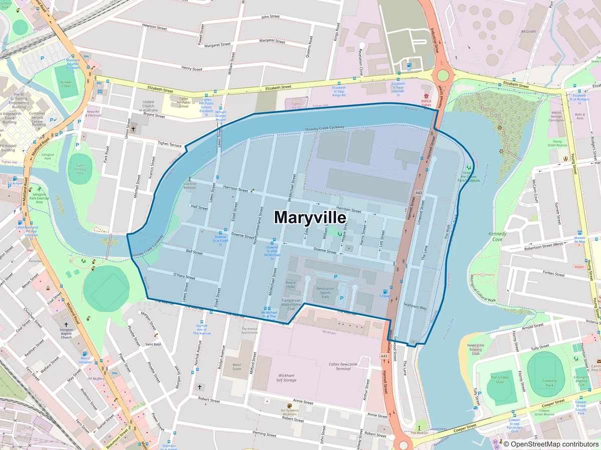 Map of Maryville, NSW, Australia