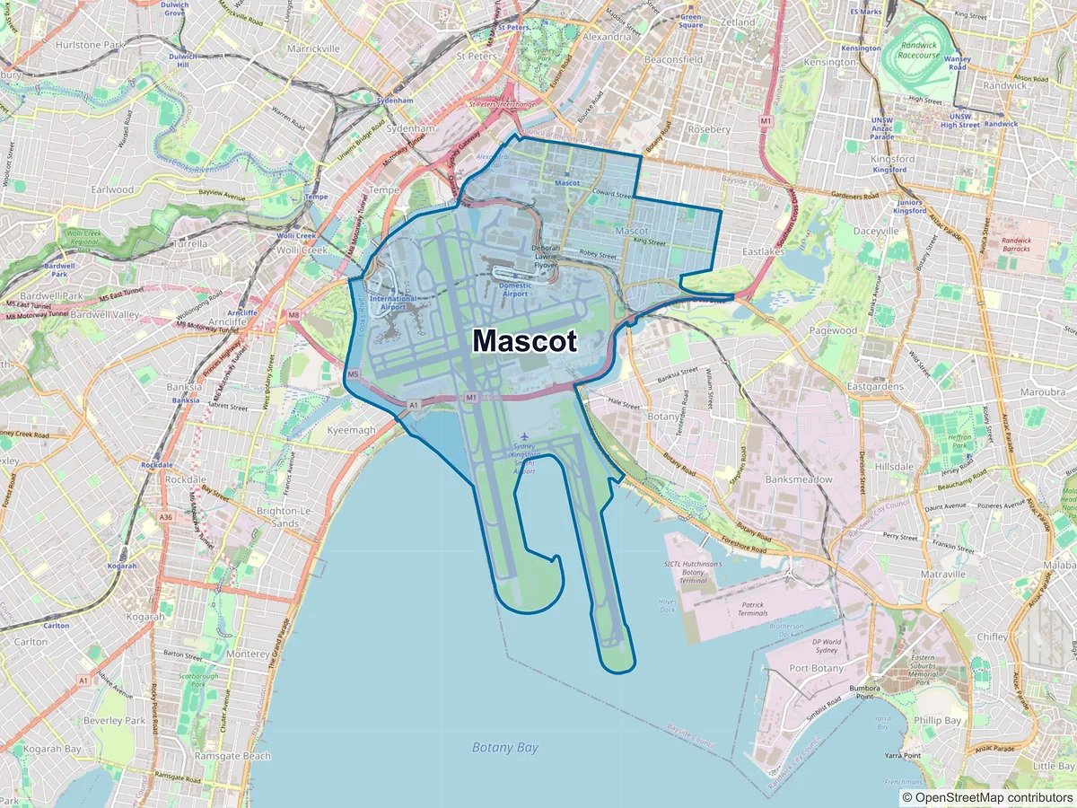 Map of Mascot, NSW, Australia