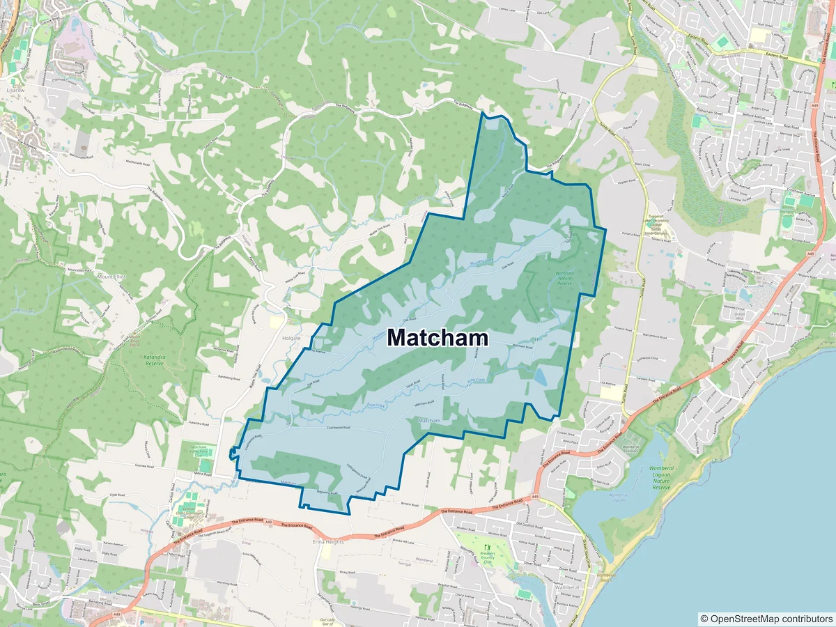 Map of Matcham, NSW, Australia