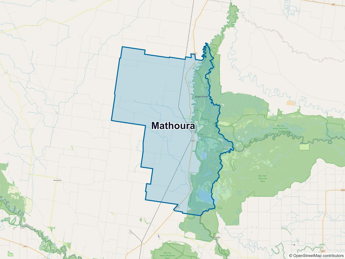 Map of Mathoura, NSW, Australia