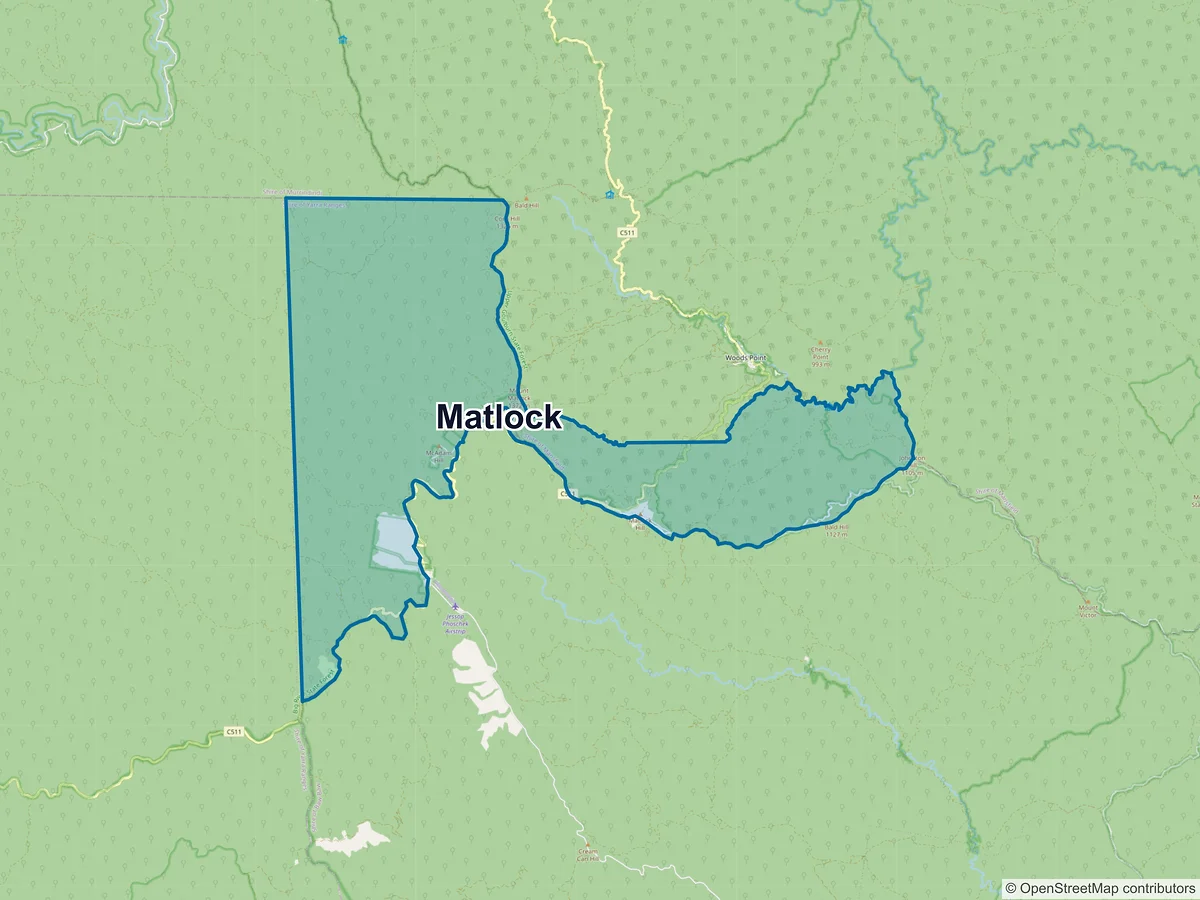 Map of Matlock, VIC, Australia