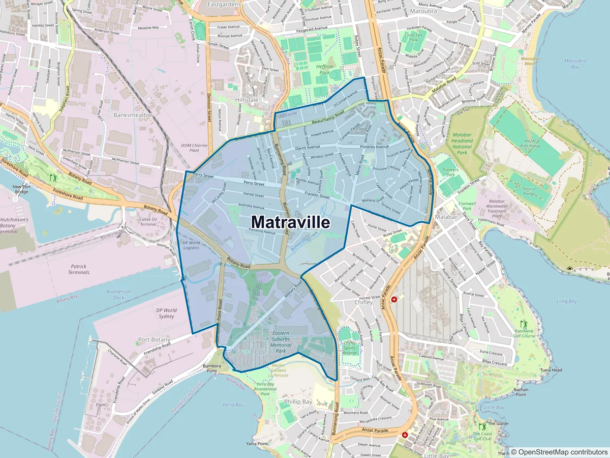 Map of Matraville, NSW, Australia