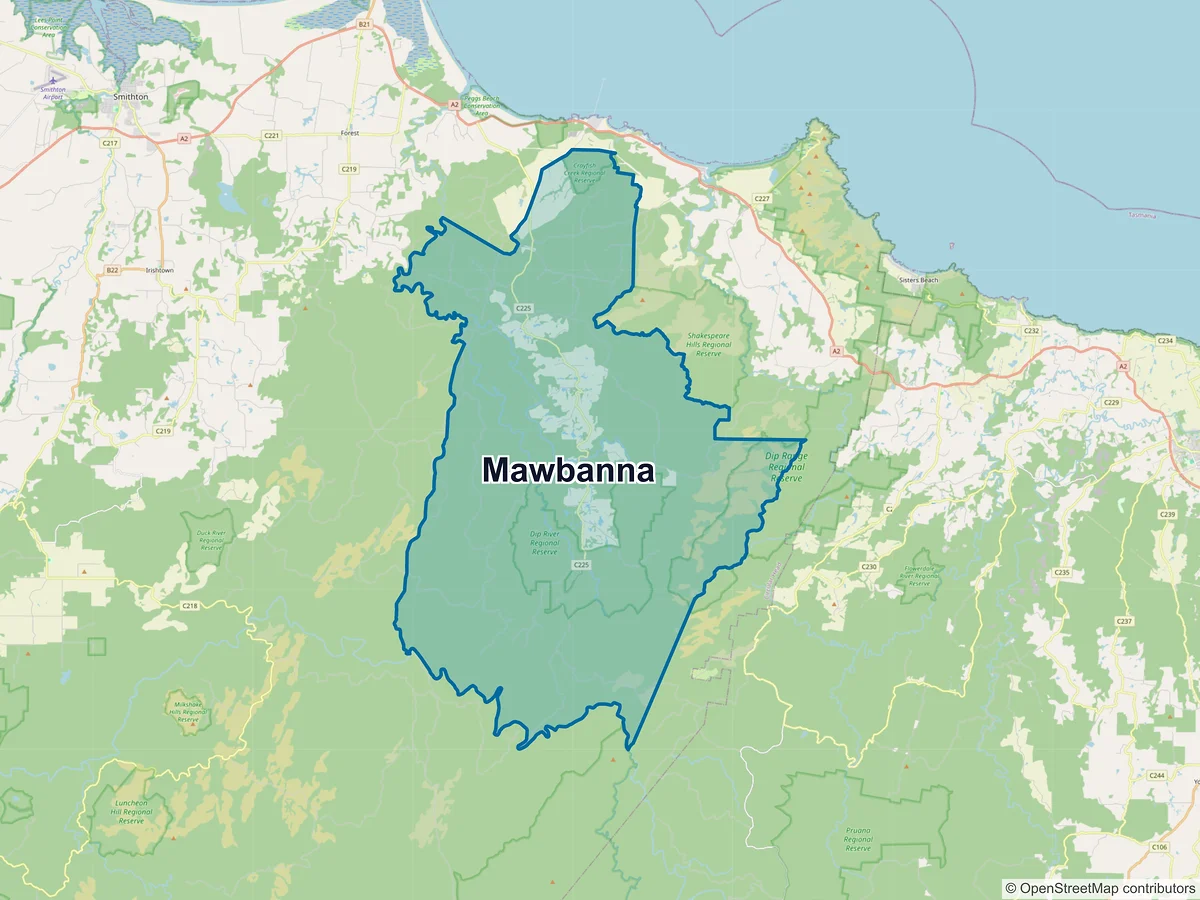 Map of Mawbanna, TAS, Australia
