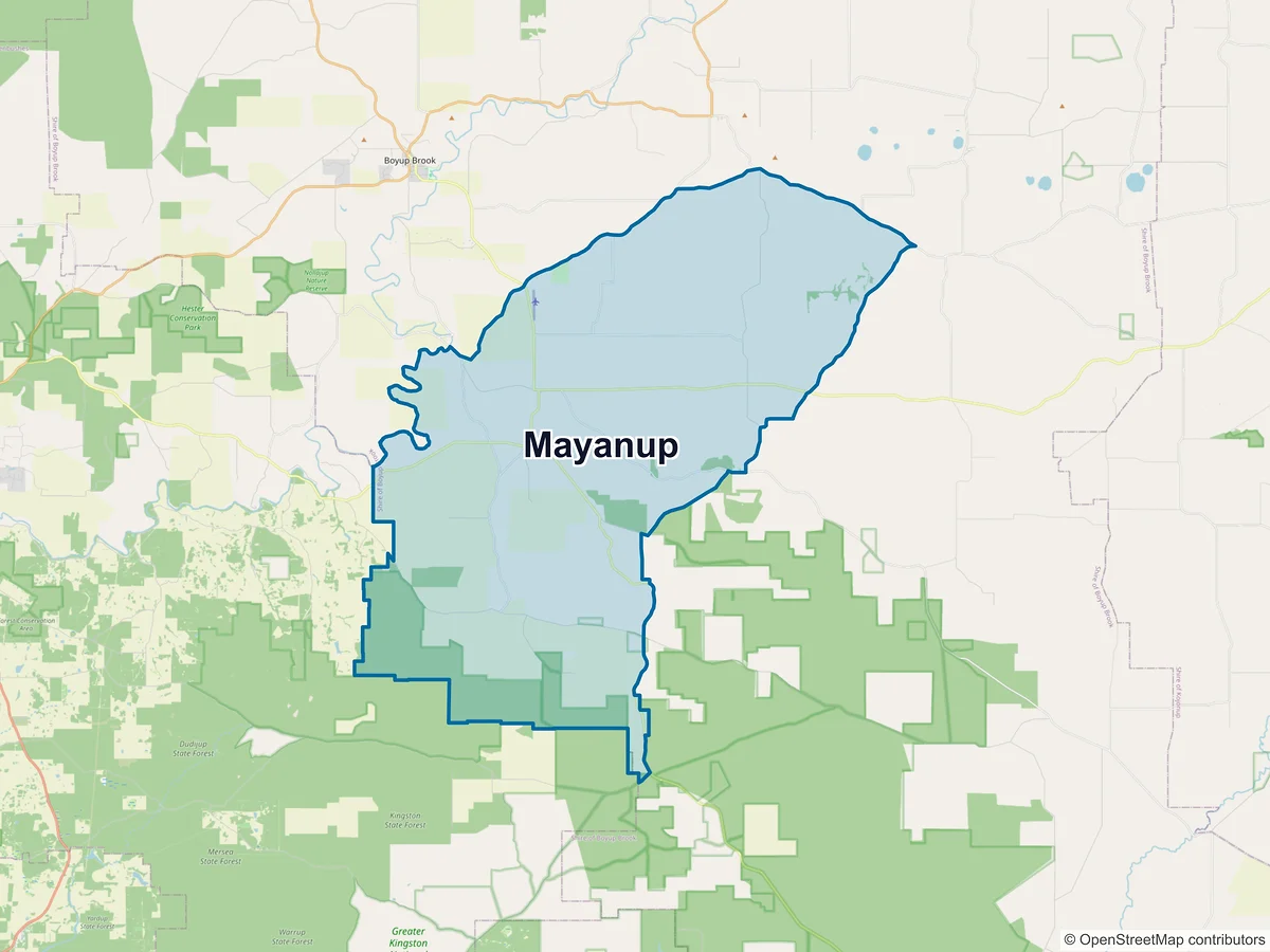 Map of Mayanup, WA, Australia