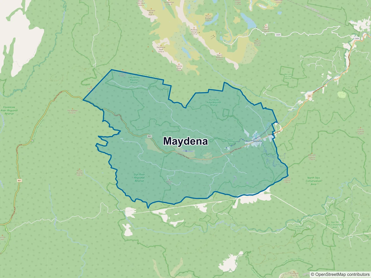 Map of Maydena, TAS, Australia