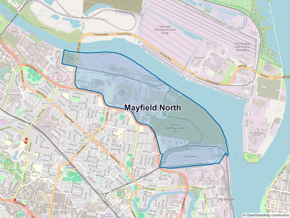 Map of Mayfield North, NSW, Australia