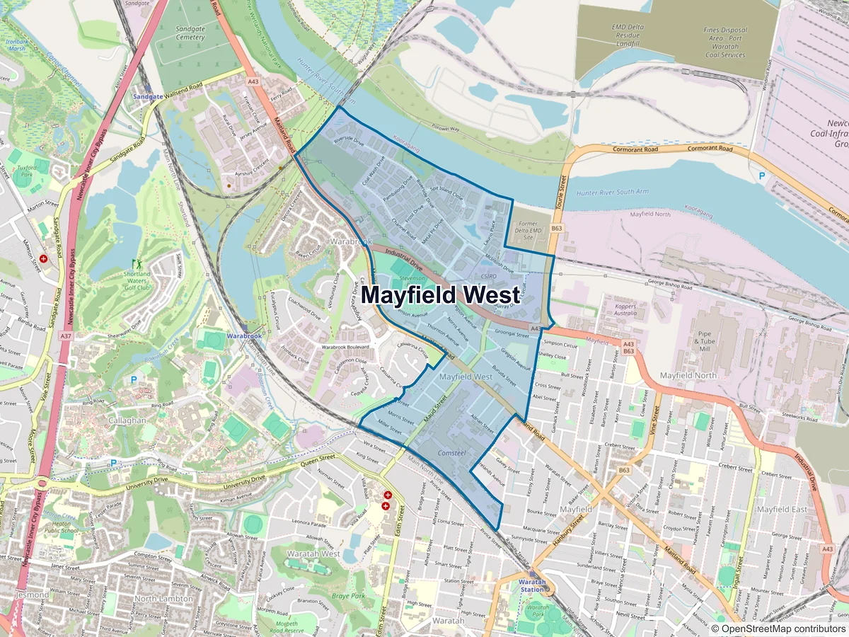 Map of Mayfield West, NSW, Australia