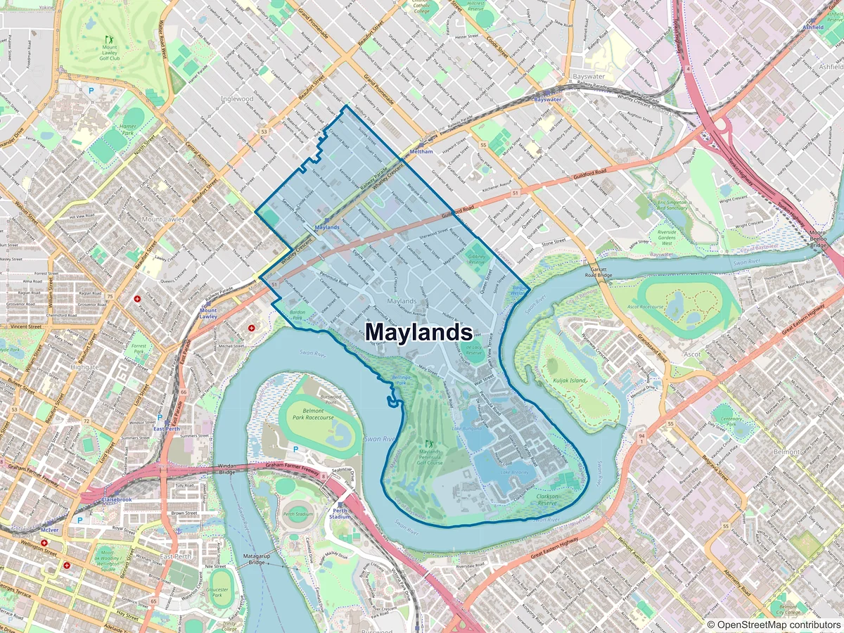 Map of Maylands, WA, Australia