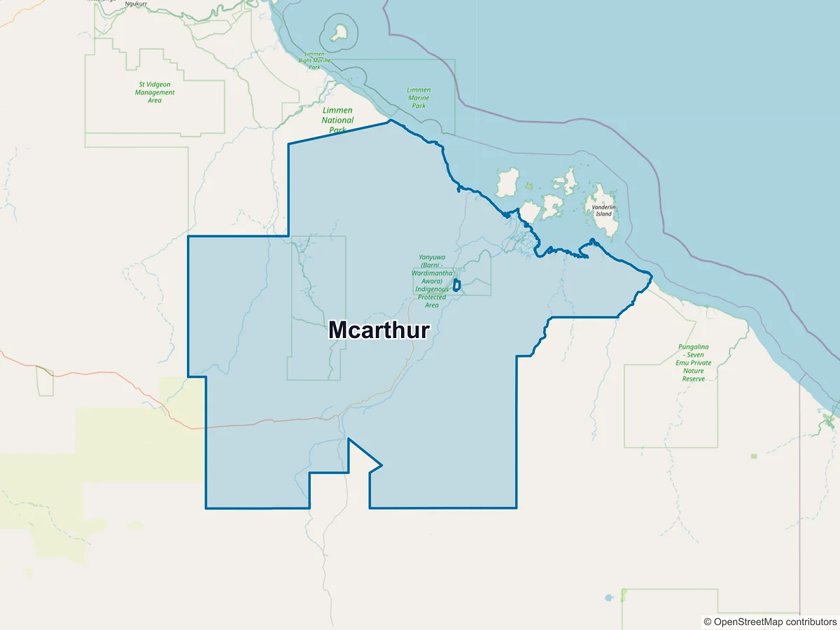 Map of McArthur, NT, Australia