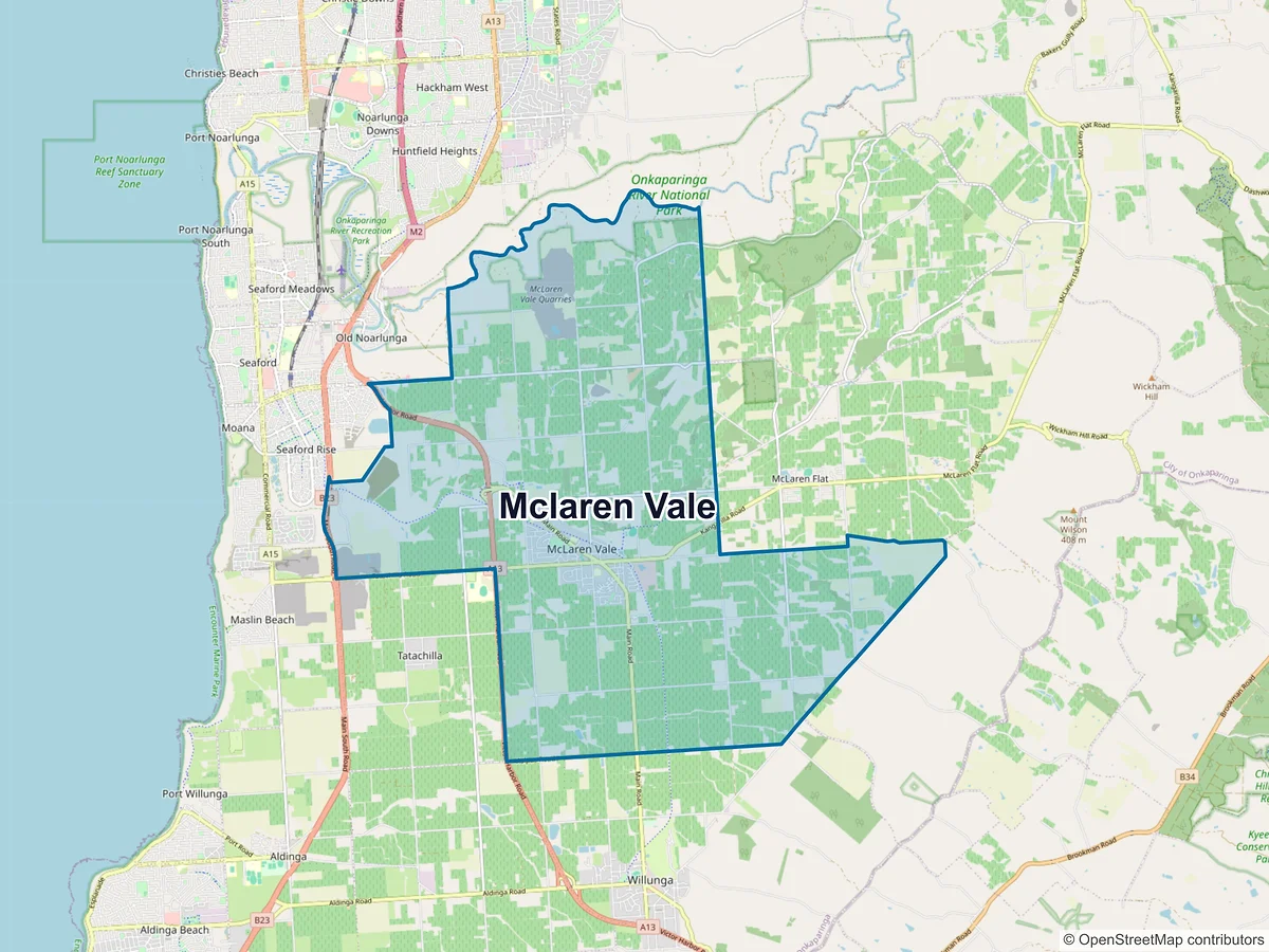 Map of McLaren Vale, SA, Australia
