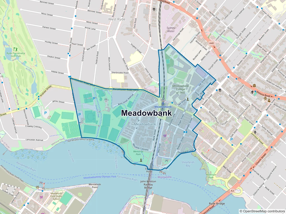 Map of Meadowbank, NSW, Australia