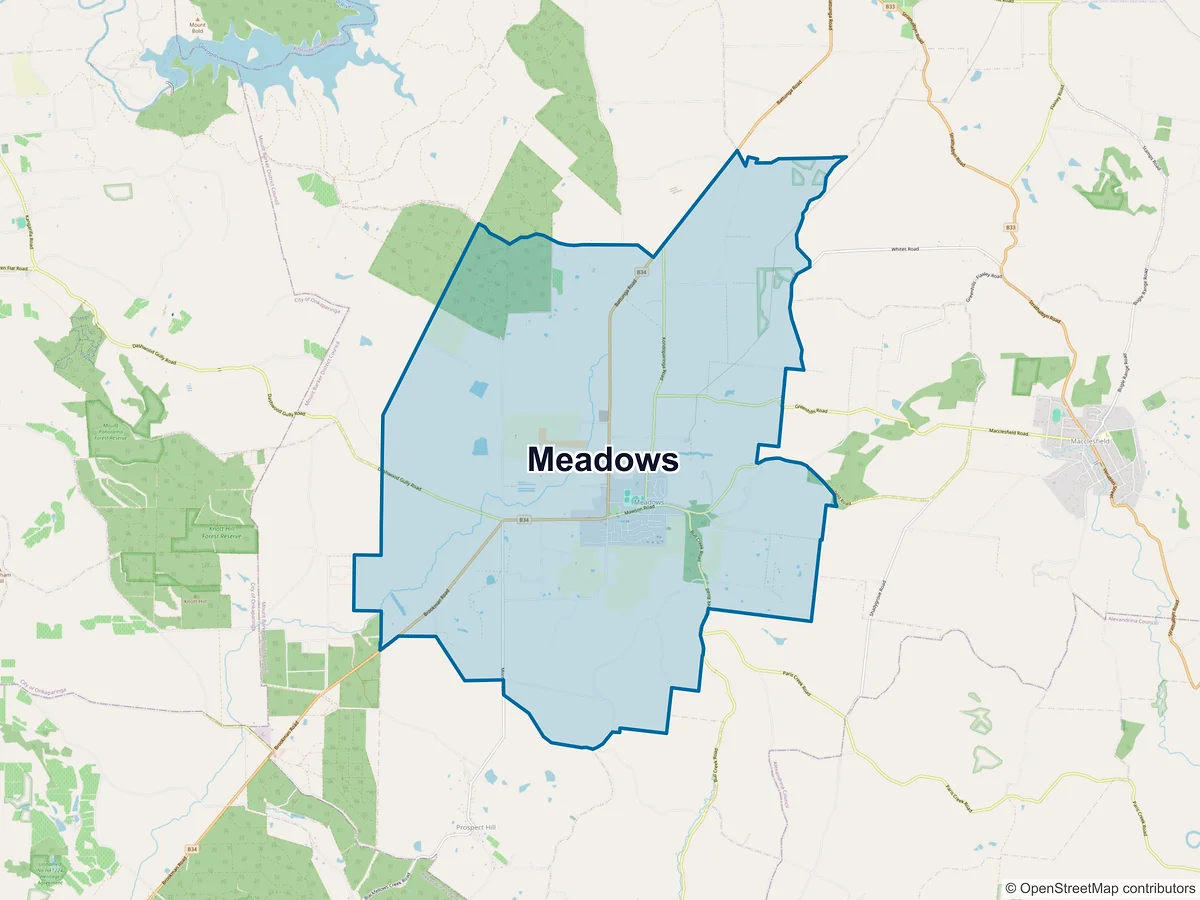 Map of Meadows, SA, Australia