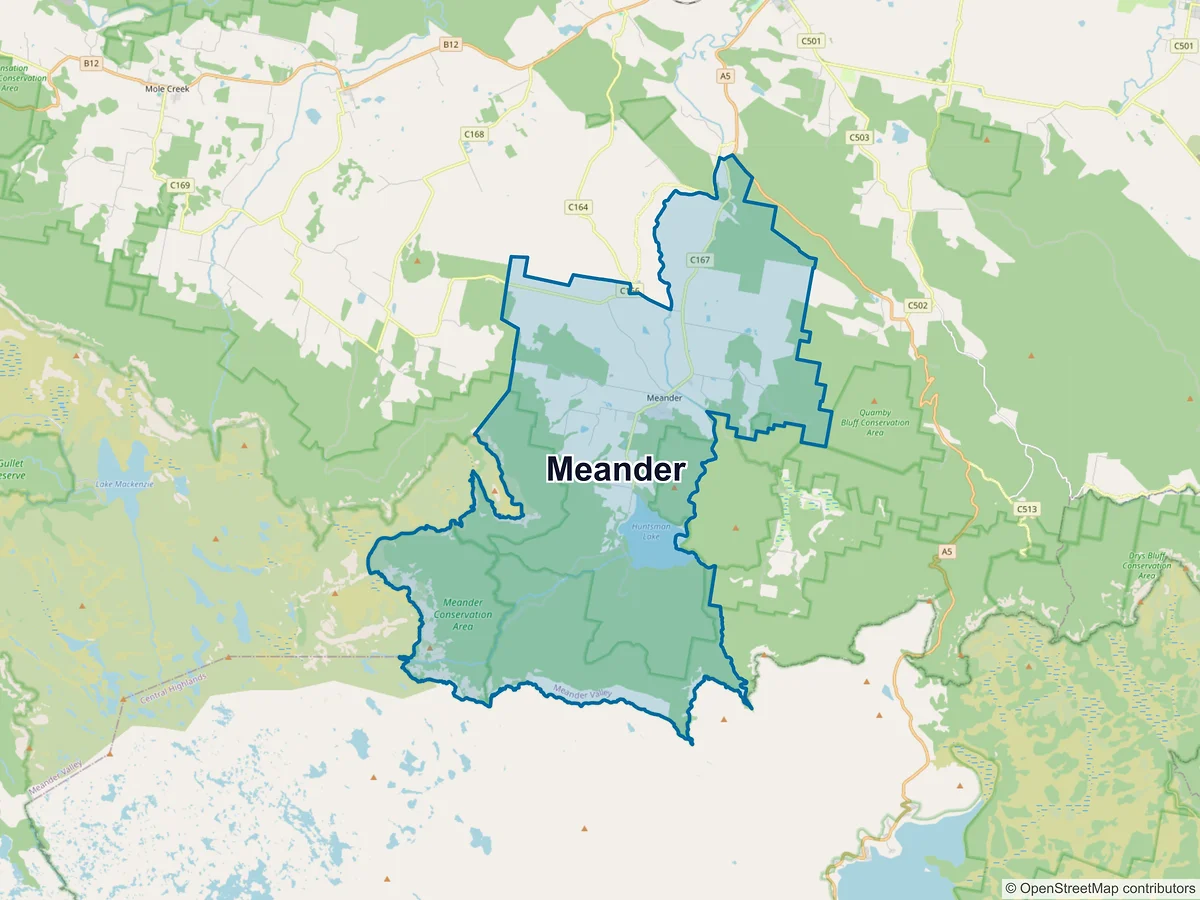 Map of Meander, TAS, Australia
