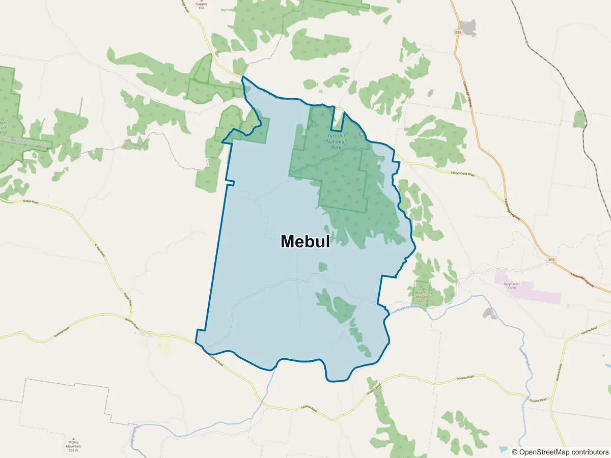 Map of Mebul, NSW, Australia