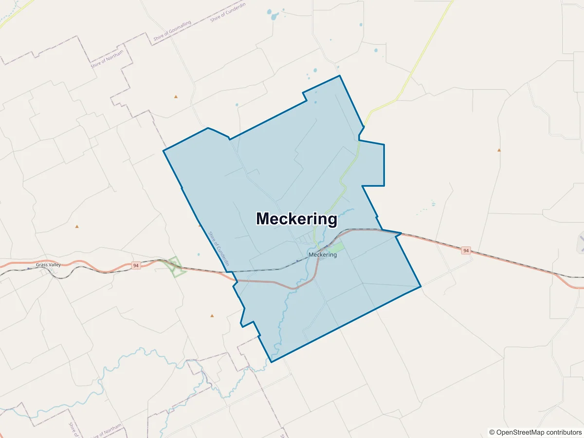 Map of Meckering, WA, Australia