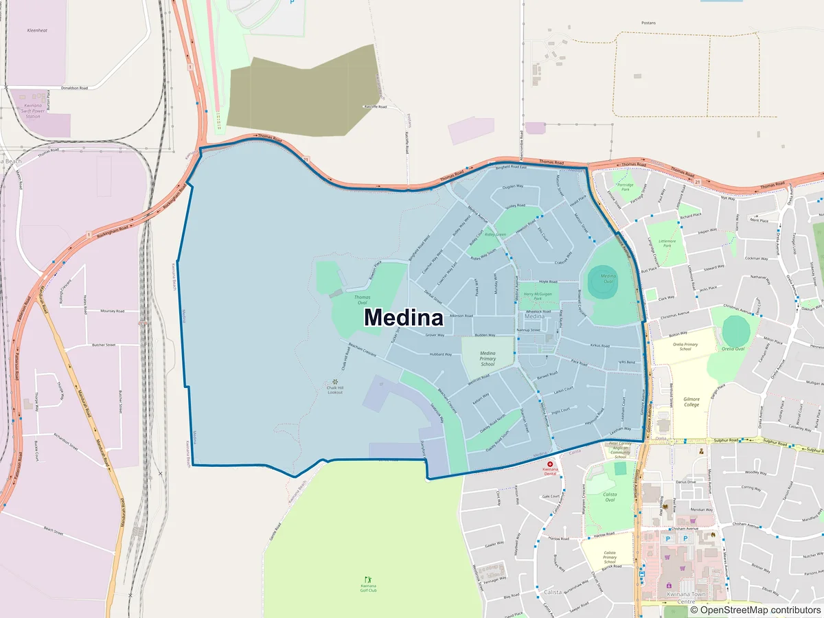 Map of Medina, WA, Australia