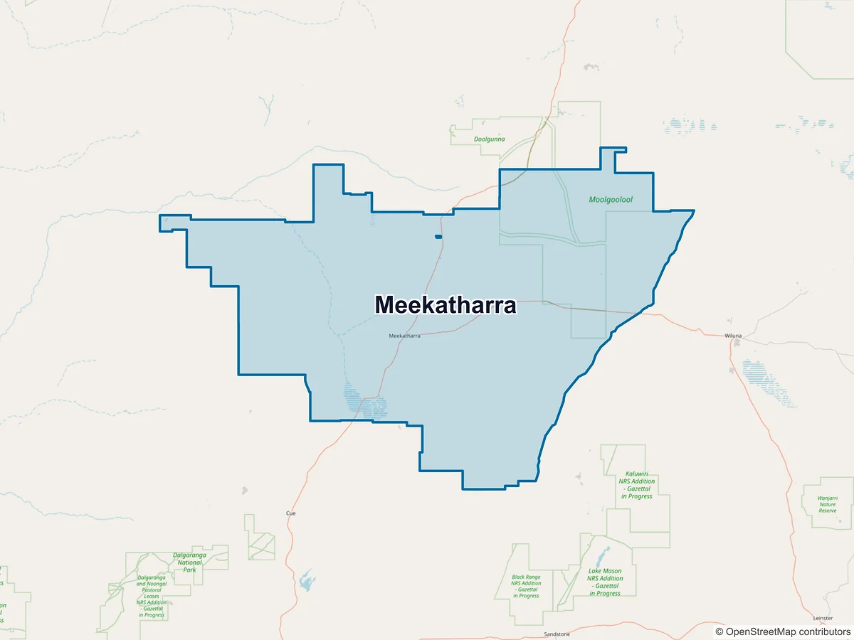 Map of Meekatharra, WA, Australia