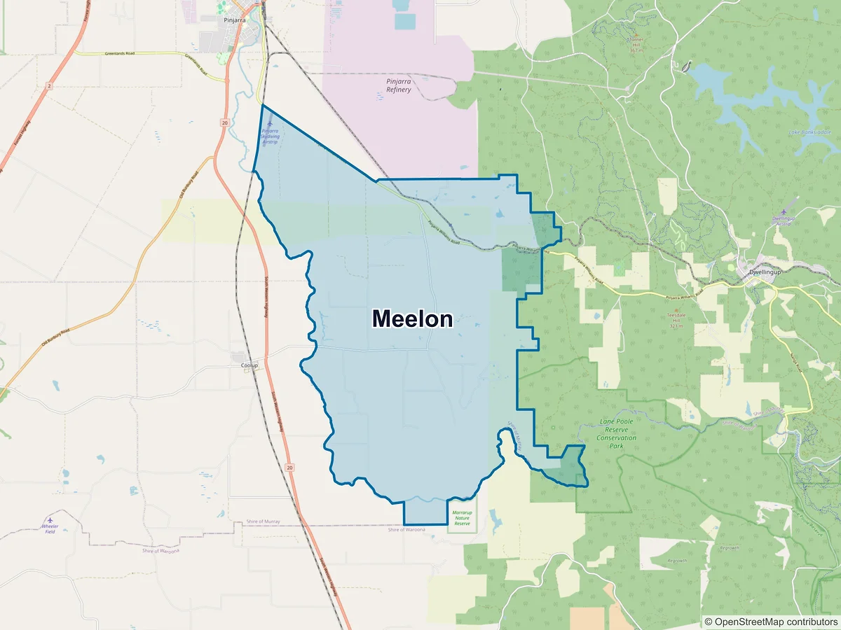 Map of Meelon, WA, Australia