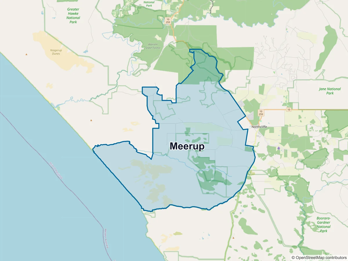 Map of Meerup, WA, Australia