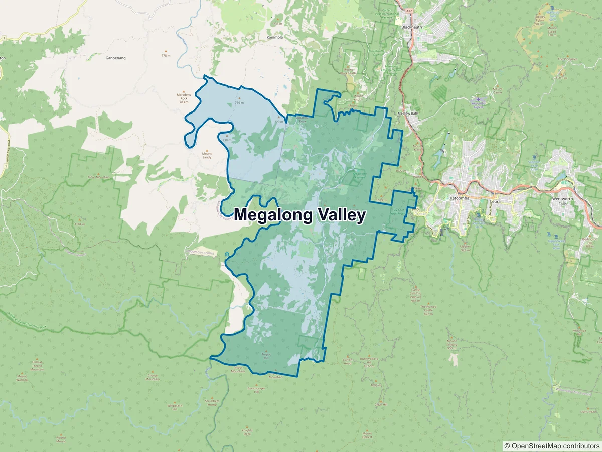 Map of Megalong Valley, NSW, Australia