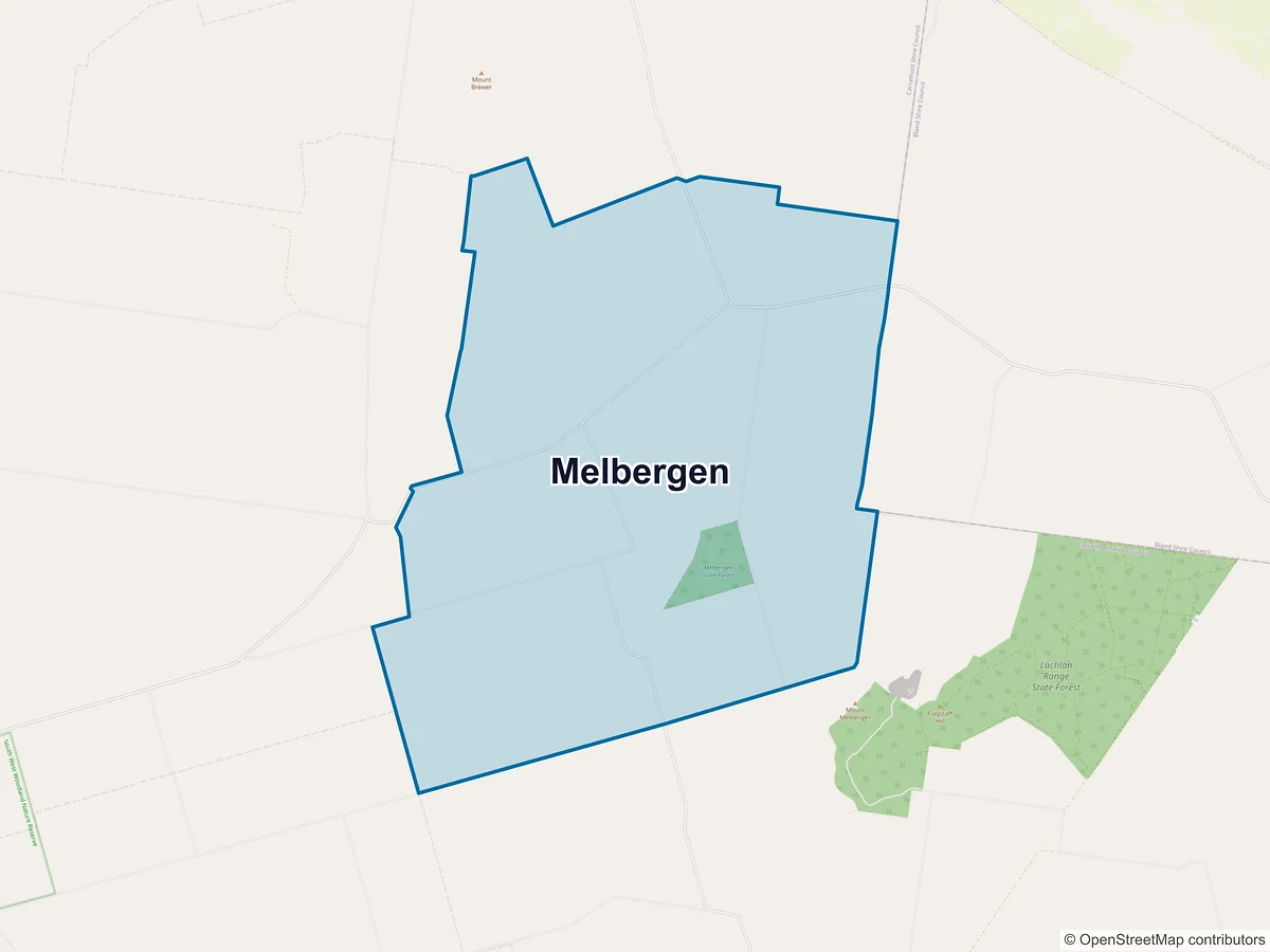 Map of Melbergen, NSW, Australia