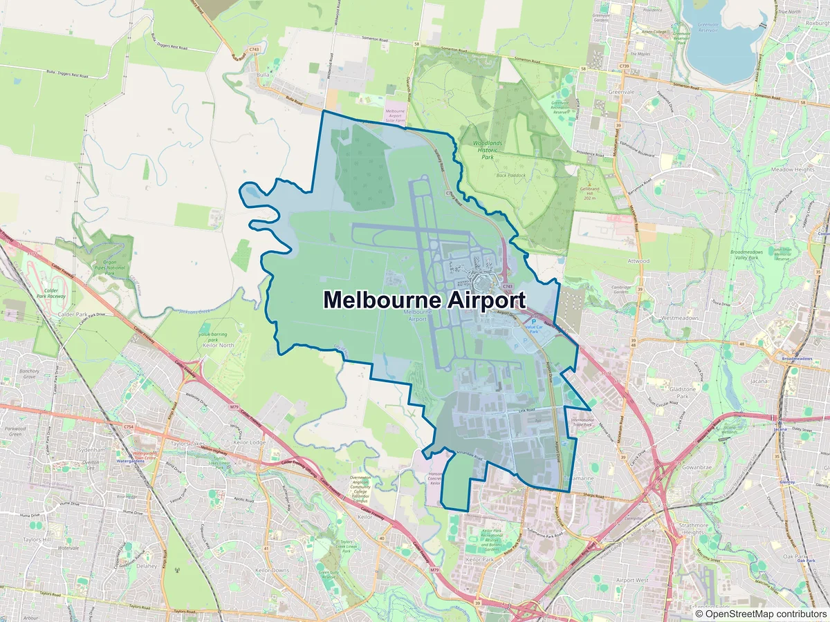Map of Melbourne Airport, VIC, Australia