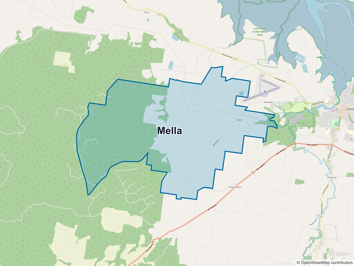Map of Mella, TAS, Australia