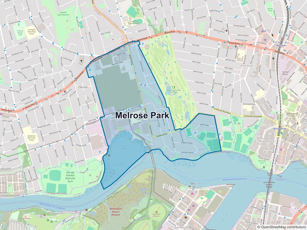 Map of Melrose Park, NSW, Australia