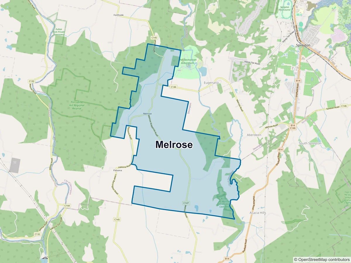 Map of Melrose, TAS, Australia