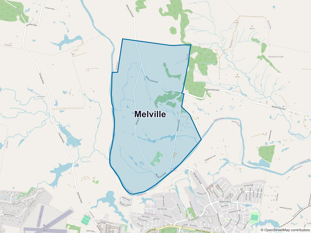 Map of Melville, NSW, Australia