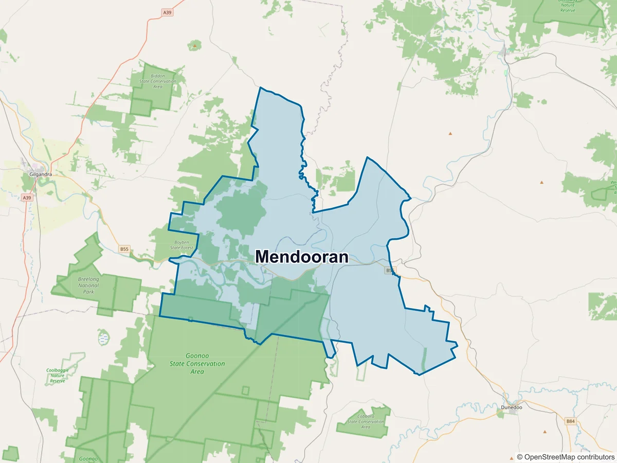 Map of Mendooran, NSW, Australia