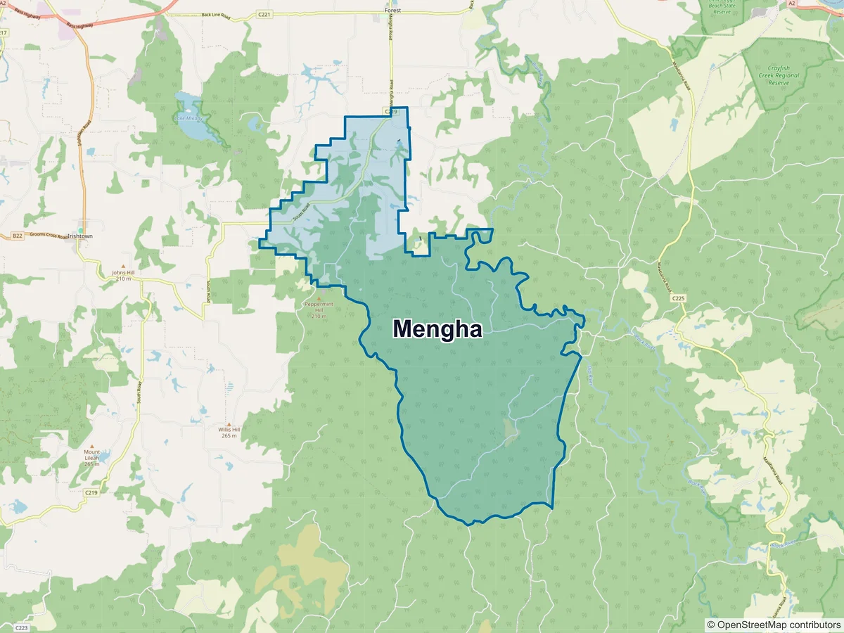 Map of Mengha, TAS, Australia