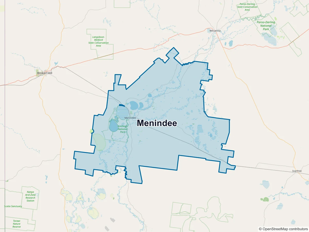 Map of Menindee, NSW, Australia