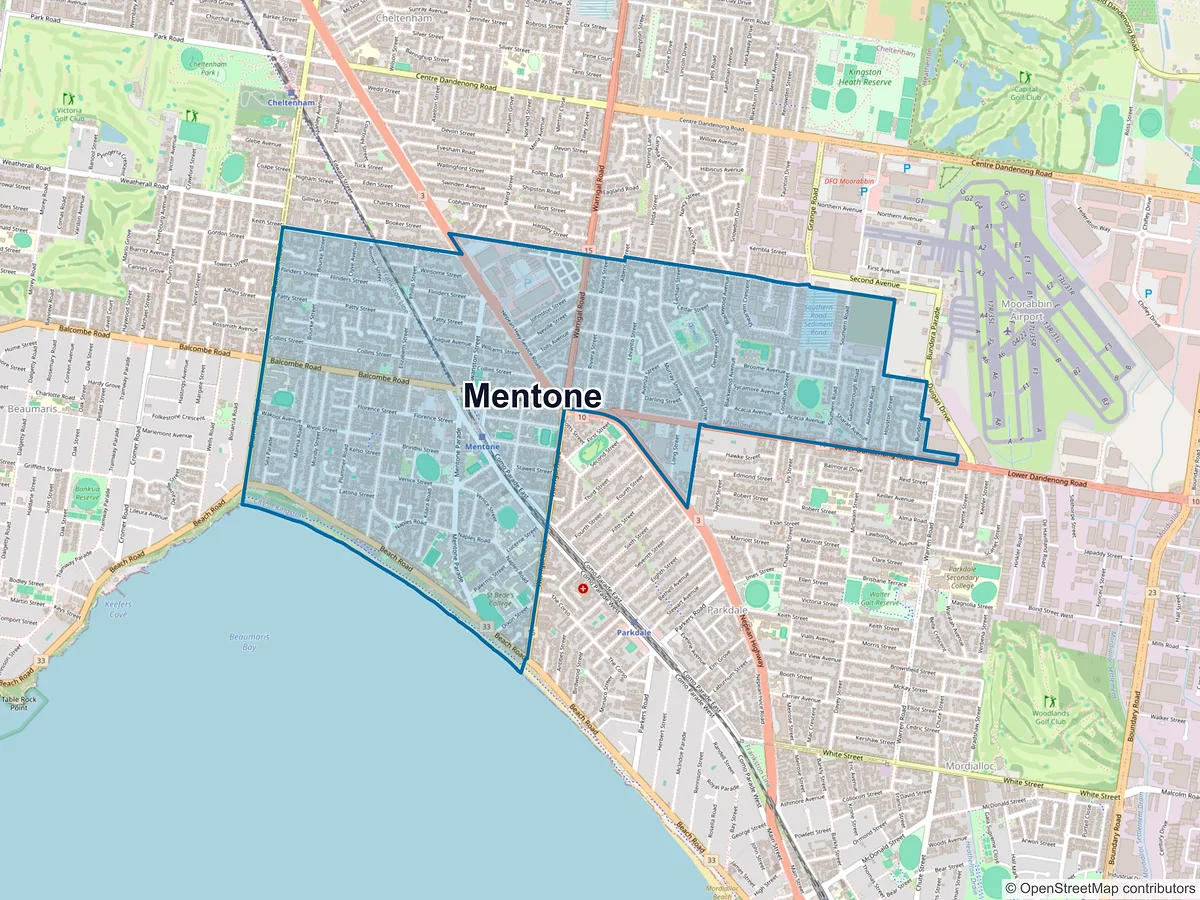 Map of Mentone, VIC, Australia