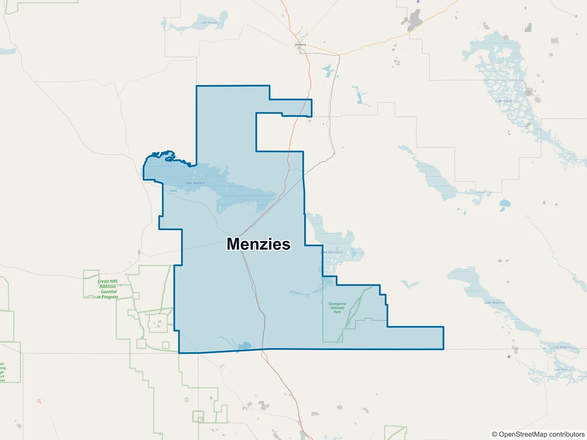 Map of Menzies, WA, Australia