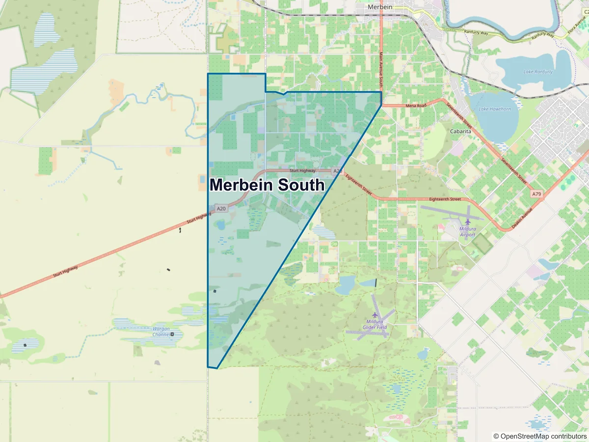 Map of Merbein South, VIC, Australia
