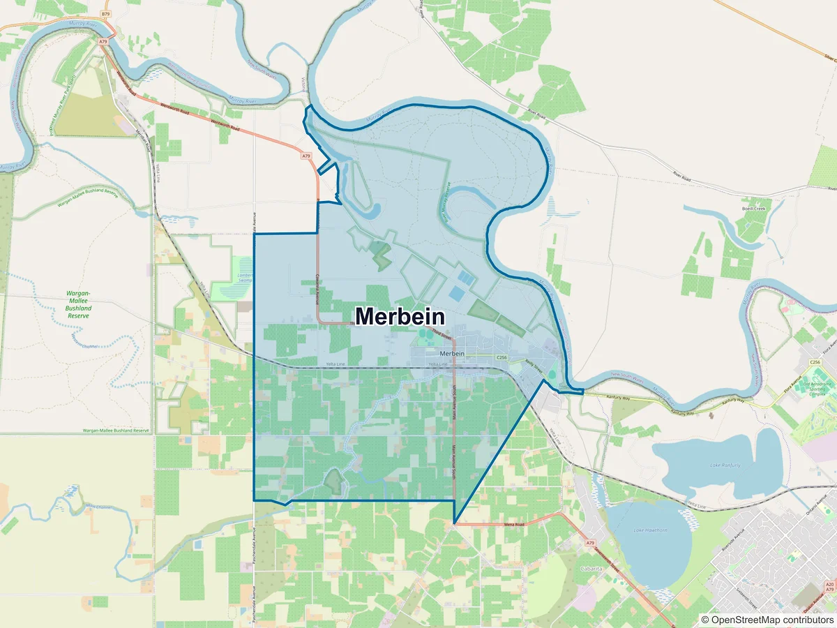 Map of Merbein, VIC, Australia