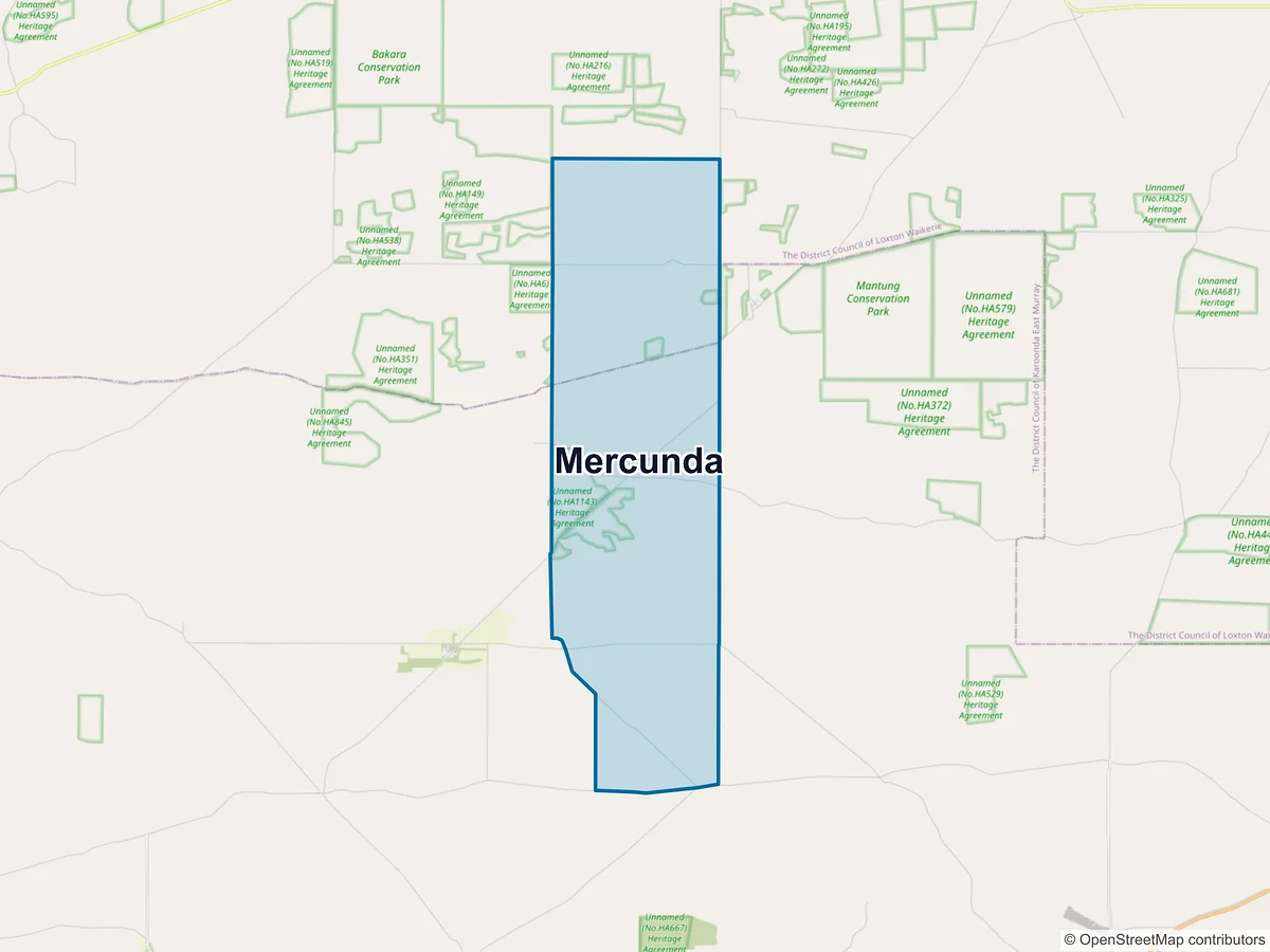 Map of Mercunda, SA, Australia