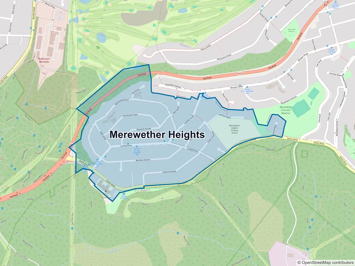 Map of Merewether Heights, NSW, Australia