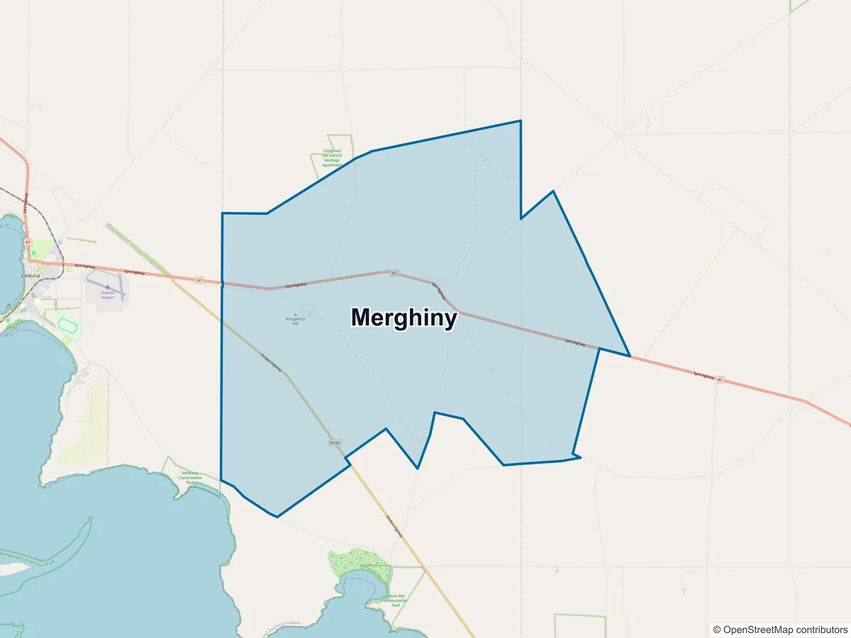 Map of Merghiny, SA, Australia