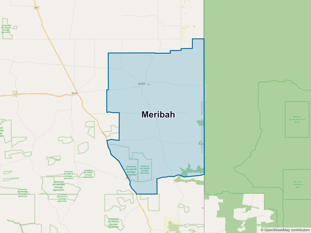 Map of Meribah, SA, Australia