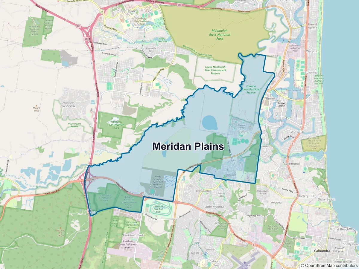 Map of Meridan Plains, QLD, Australia