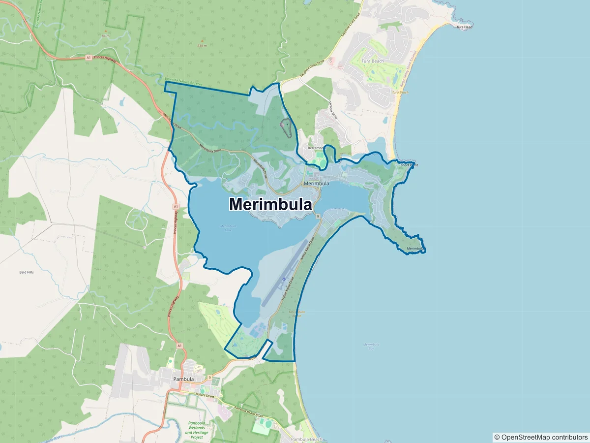 Map of Merimbula, NSW, Australia