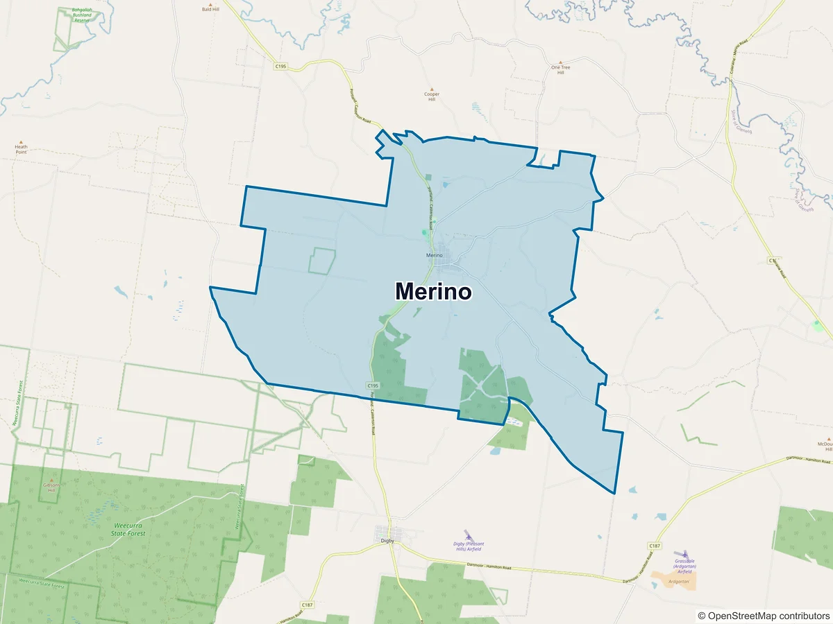 Map of Merino, VIC, Australia