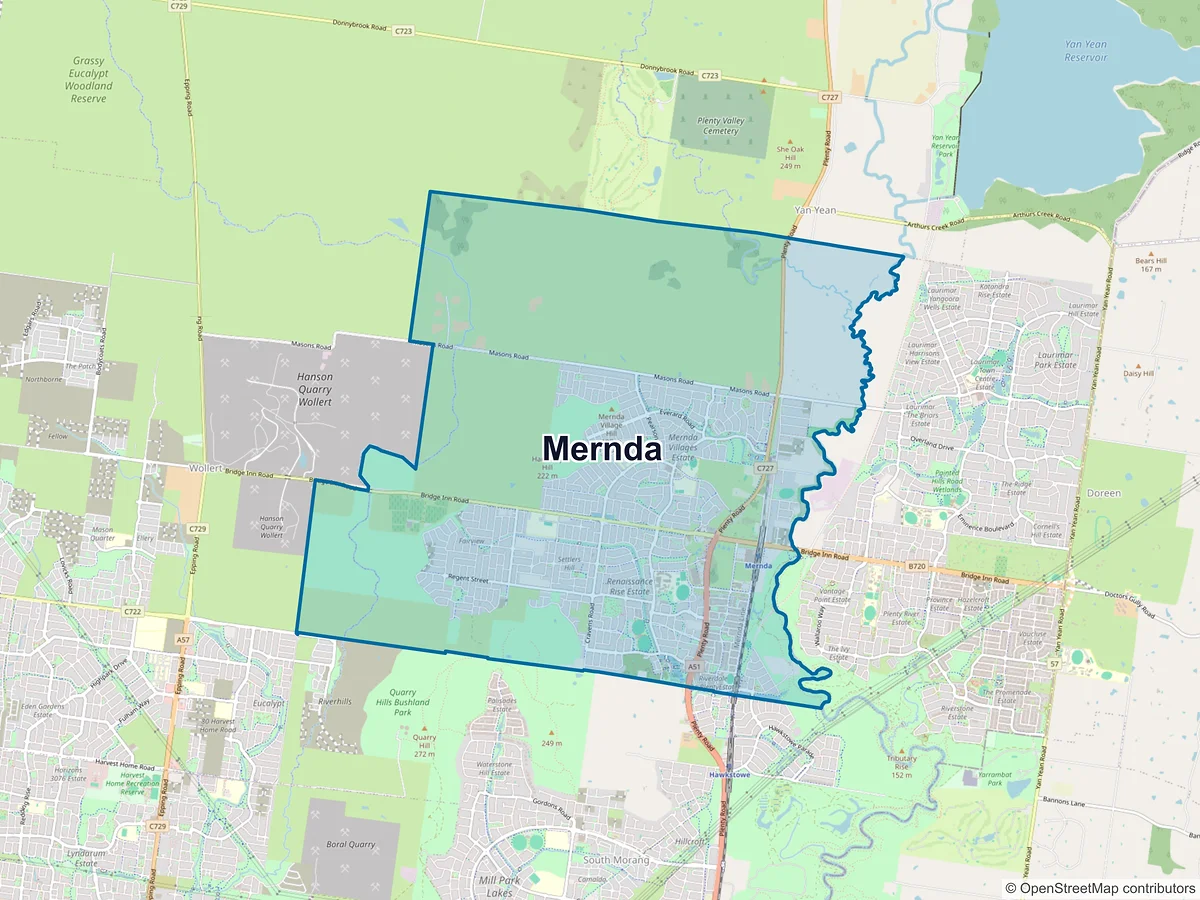 Map of Mernda, VIC, Australia