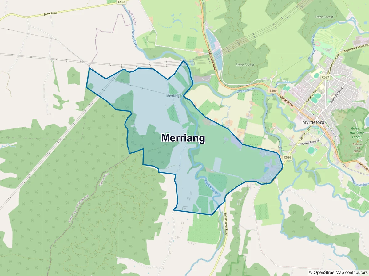 Map of Merriang, VIC, Australia