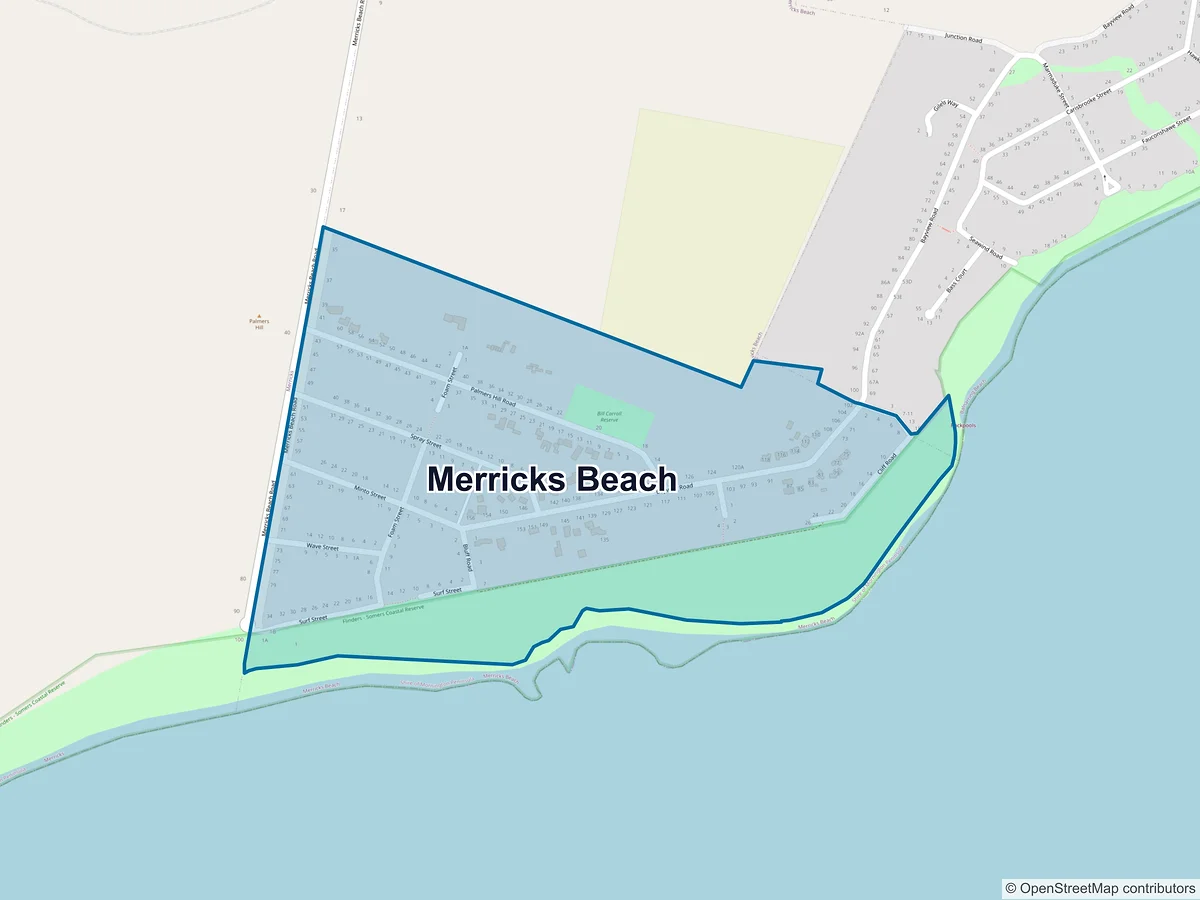 Map of Merricks Beach, VIC, Australia