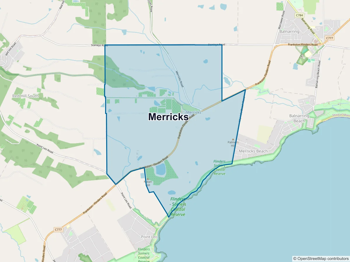 Map of Merricks, VIC, Australia