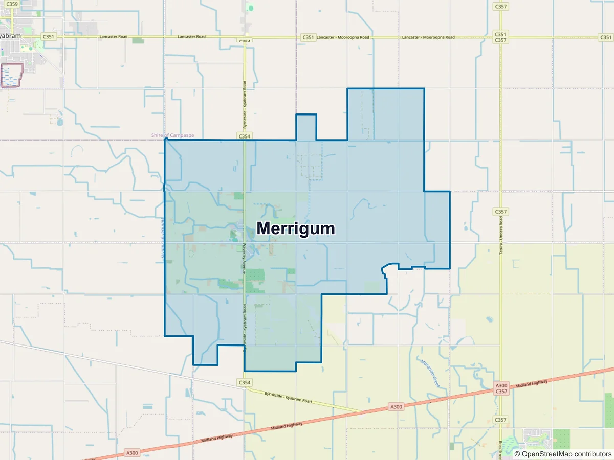 Map of Merrigum, VIC, Australia